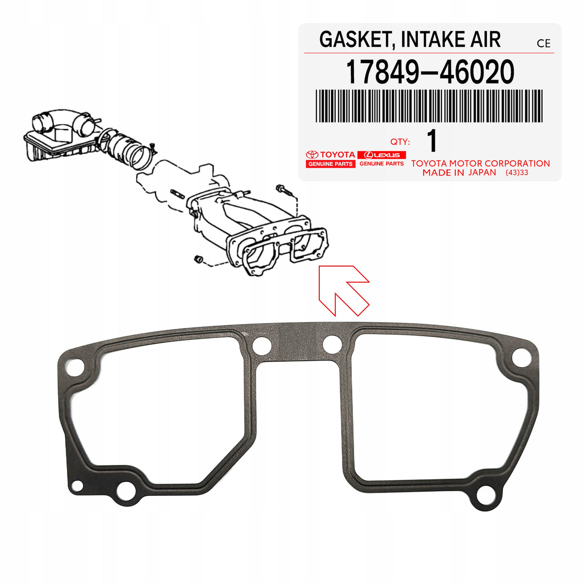 GENUINE TOYOTA SUPRA LEXUS IS300 GS300 SC300 2JZGE INTAKE AIR GASKET 17849-46020