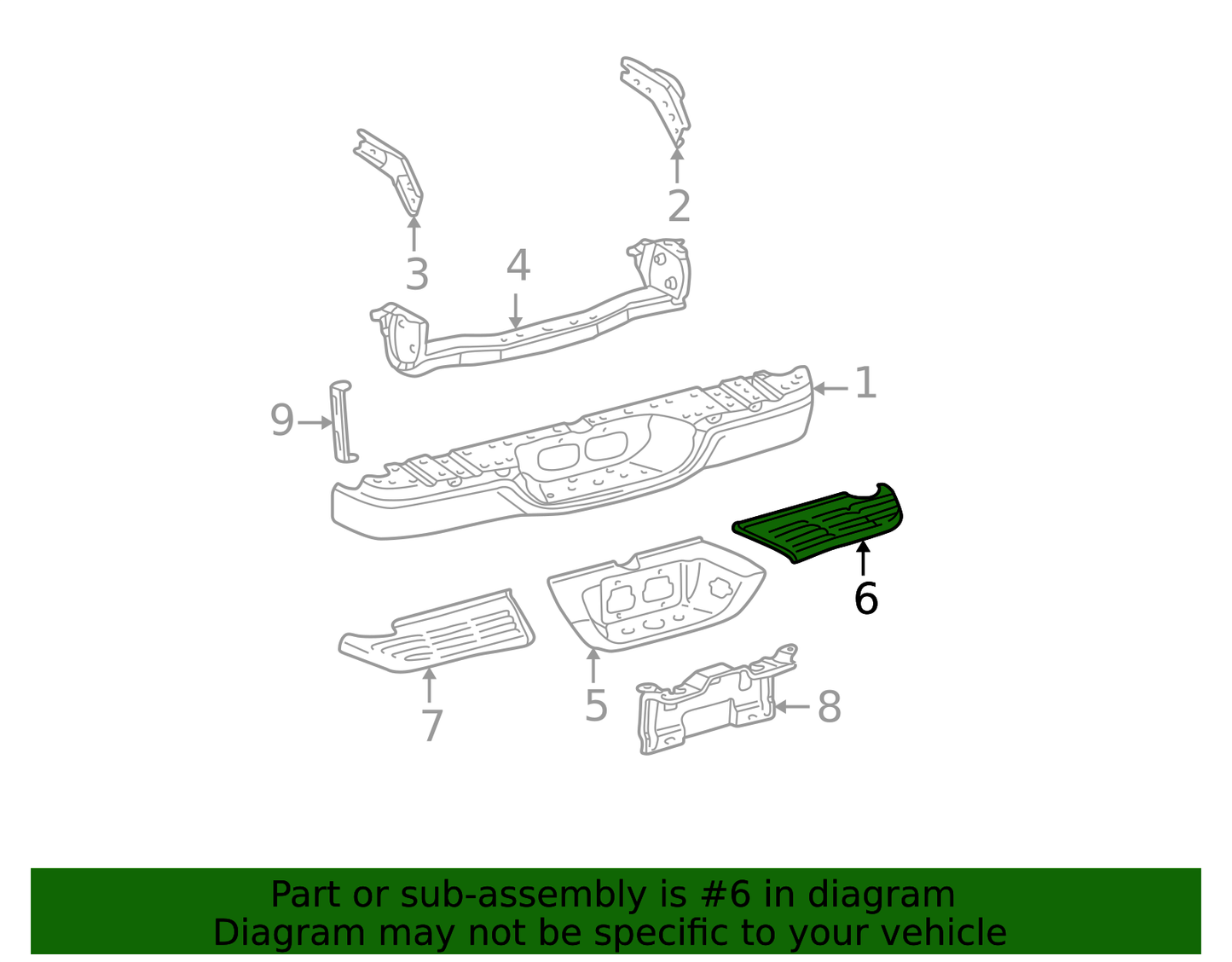 2000-2006 TUNDRA RIGHT REAR BUMPER PAD GENUINE TOYOTA 52163-0C010
