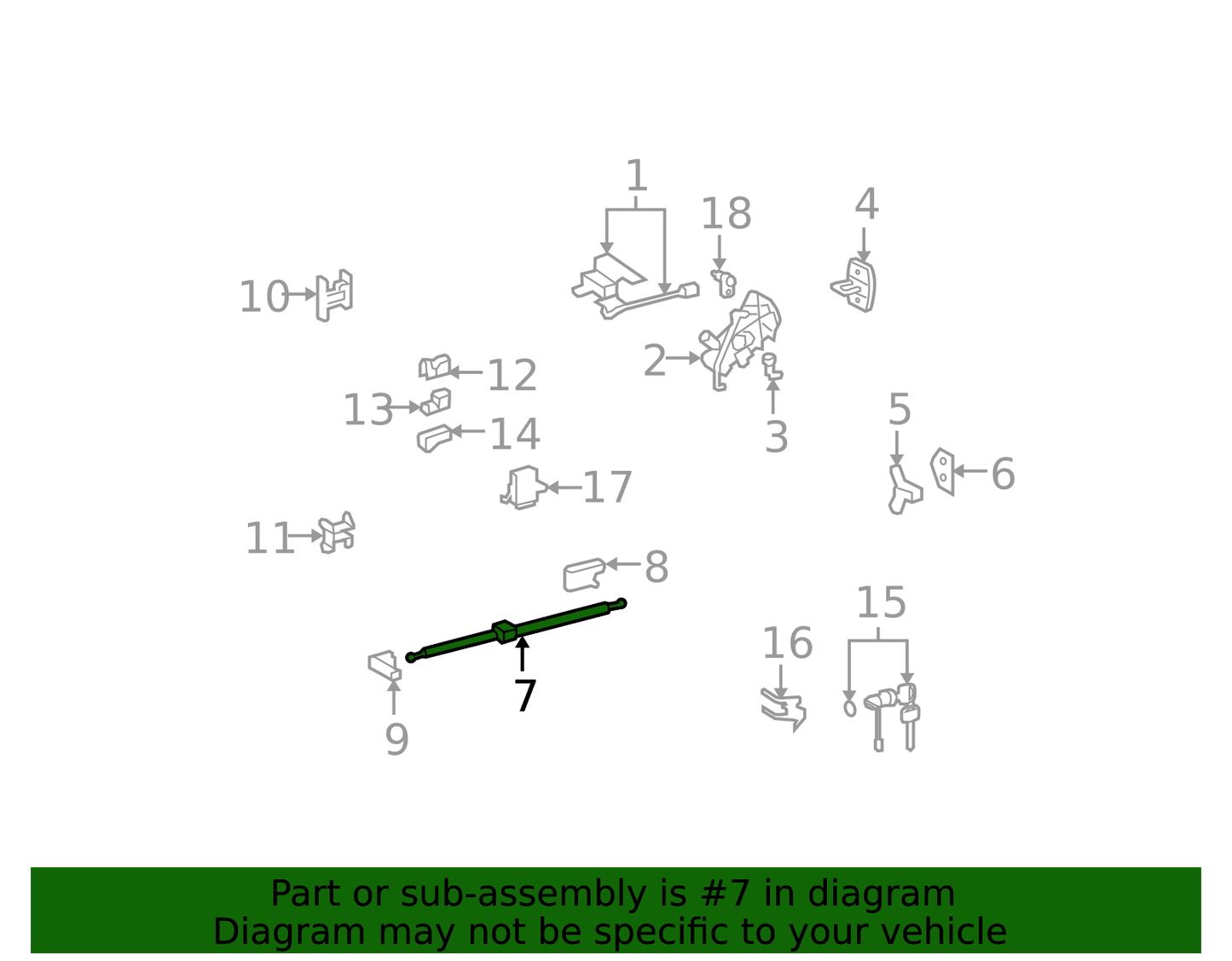 07-14 FJ CRUISER LEFT REAR DOOR STAY SUPPORT SHOCK 68907-35081 GENUINE TOYOTA