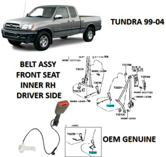 73230-0C030-E1 FRONT DRIVER SEAT BELT BUCKLE LH TUNDRA 2000-2004