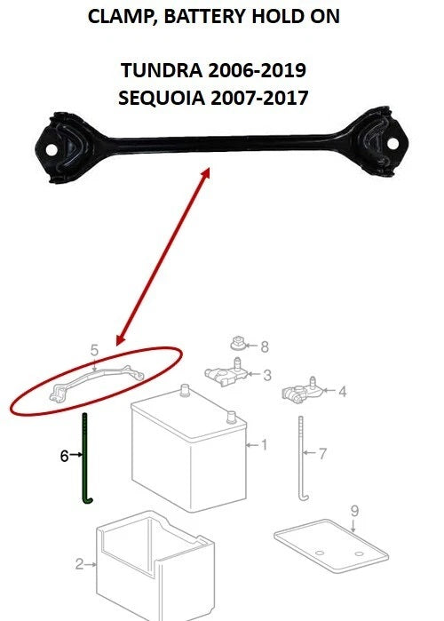 GENUINE TOYOTA 07-21 TUNDRA 08-22 SEQUOIA BATTERY HOLDDOWN CLAMP KIT 74481-0C030