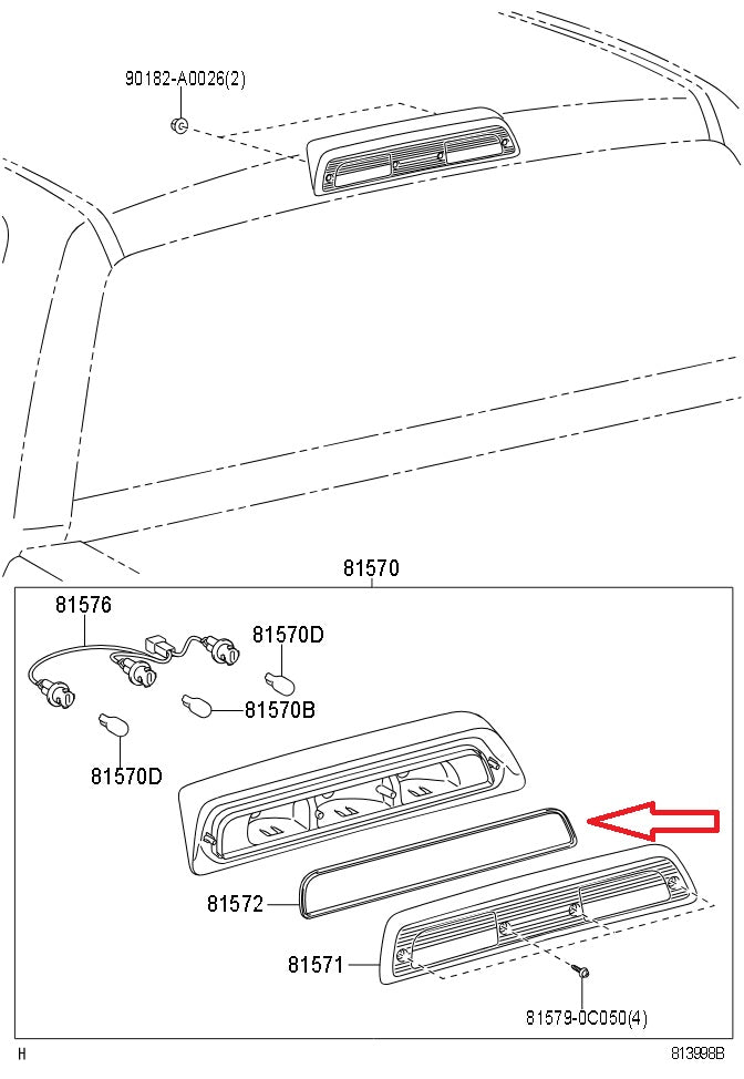 OEM 2007-21 TOYOTA TUNDRA REAR HIGH MOUNT STOP LIGHT GASKET 81572-0C050