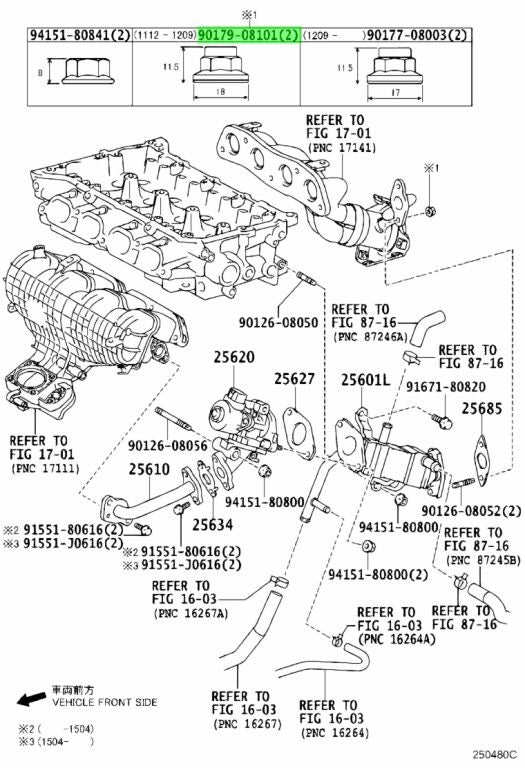 Genuine Lexus Toyota 9017908101 Various Models Nut, Egr 90179-08101