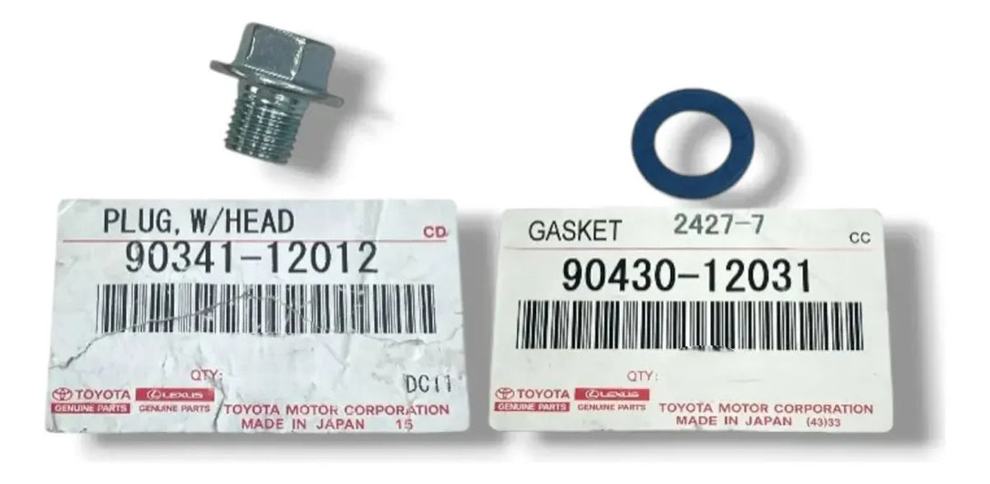 GENUINE Toyota Lexus OEM Oil Drain Plug 90341-12012 + Gasket 90430-12031