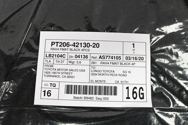 OEM 2013 - 2018 TOYOTA RAV4 BLACK CARPET FLOOR MATS PT206-42130-20 SET OF 4