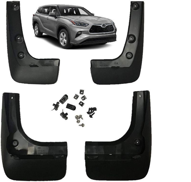 2020-2025 TOYOTA HIGHLANDER MUDGUARDS MUDFLAPS GENUINE OEM 4PC SET Black