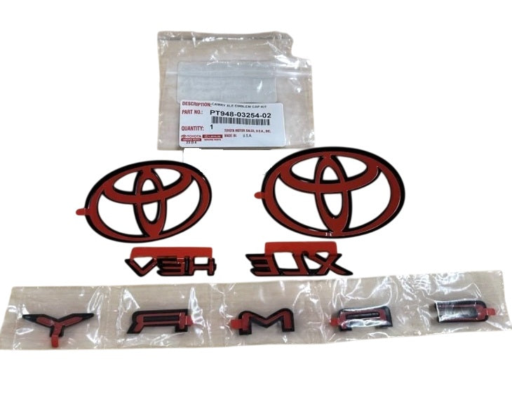 GENUINE TOYOTA 2025+ CAMRY HYBRID AWD XLE HEV GLOSS BLACK EMBLEM OVERLAY KITS SET