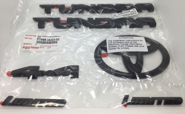 5PCS 2022 -25 TUNDRA "LIMITED" 4X4 Matte BLACKOUT EMBLEM BADGE OVERLAYS SET OEM