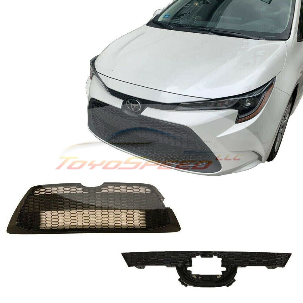 Front Lower Bumper Grille Replacement For 2020-2021 Toyota Corolla LE XLE – Chrome & Black Honeycomb