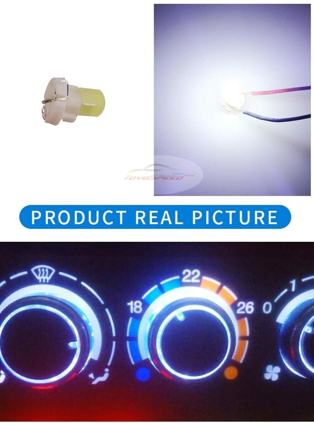 10pcs T4.2 LED Car Light Bulb Cluster Gauges Dashboard White instruments Panel Fit For Honda Civic and Toyota Camry