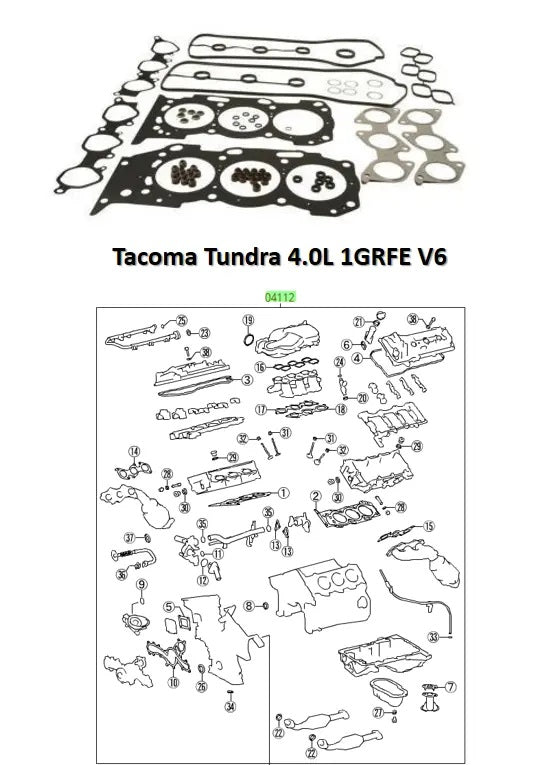 Genuine OEM OE Toyota Tacoma Tundra 4.0L 1GRFE V6 Head Gasket Set