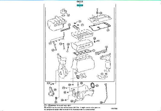 04112-0Y031 TOYOTA GENUINE GASKET KIT, ENGINE VALVE GRIND 041120Y031 YARIS 2016-2017 NEW OEM