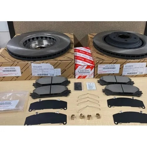 2008-2019 TOYOTA HIGHLANDER OEM GENUINE FRONT BRAKE ROTORS, TCMC PADS & SHIMS