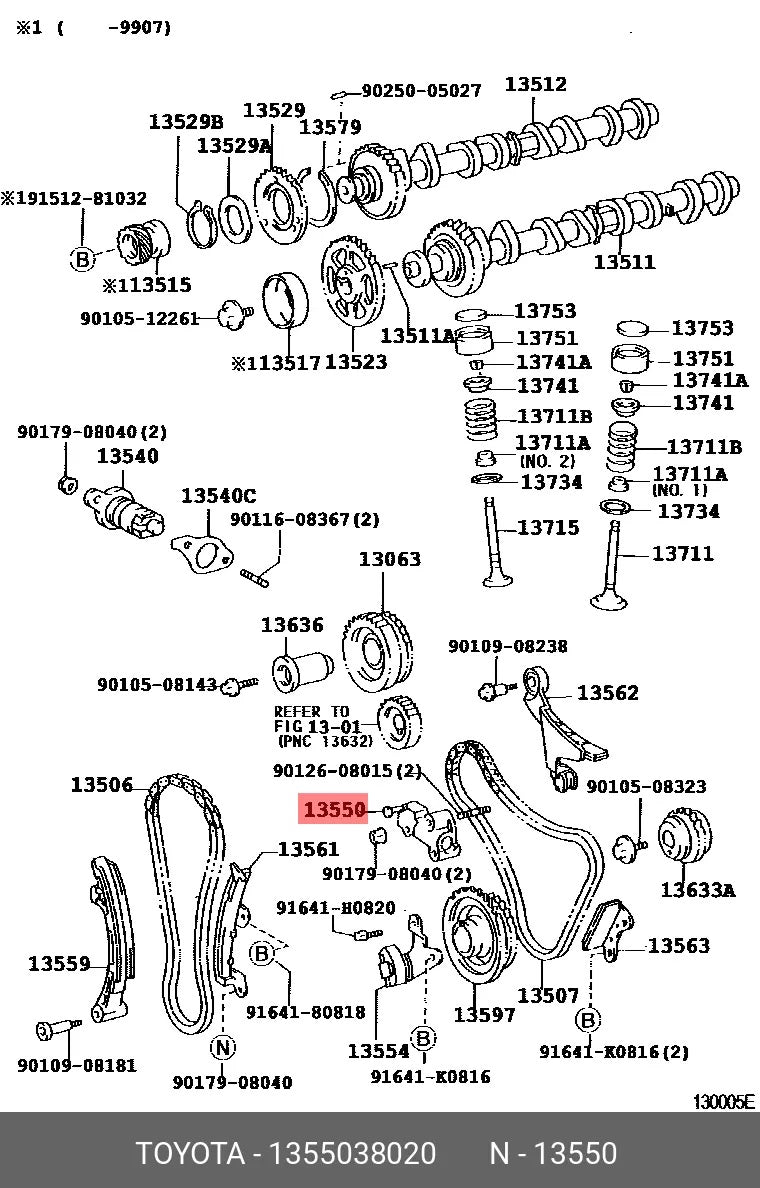 1355038020 Genuine Toyota TENSIONER ASSY, CHAIN, NO.2 13550-38020 LEXUS RORAIMA TUNDRA SEQUOIA