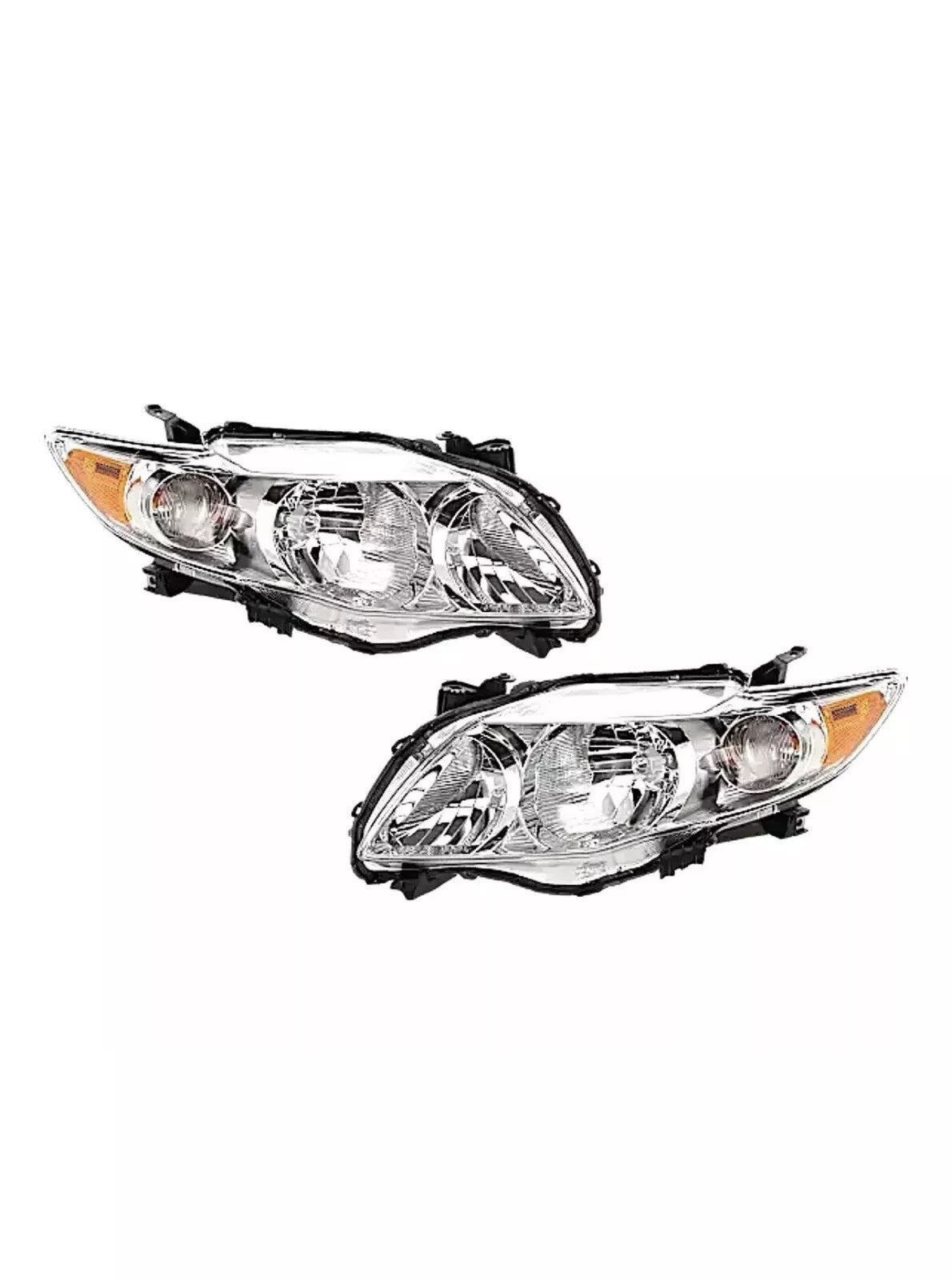 Chrome Headlights For 09 10 Toyota Corolla Factory Lamps Replacement Pair Set