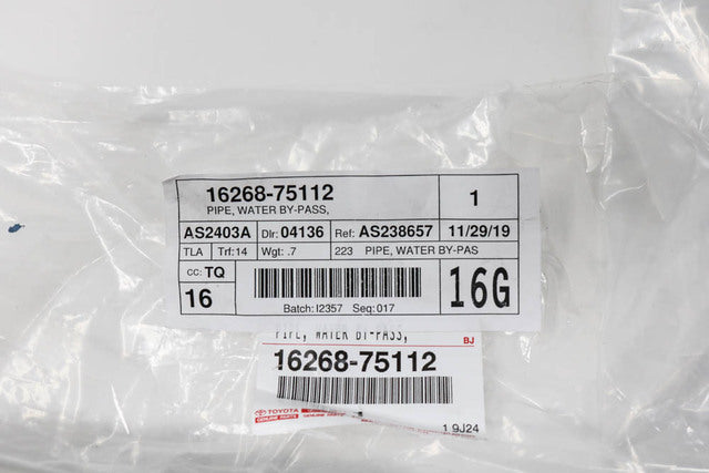 GENUINE TOYOTA 05-15 Tacoma 2.7L WATER BYPASS METAL PIPE w/ GASKET 16268-75112