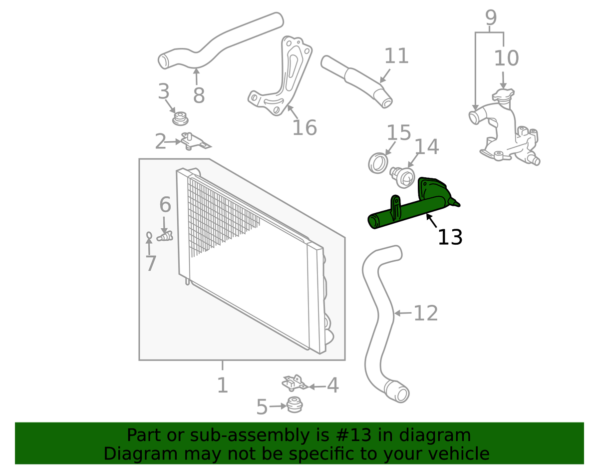 04-06 Sienna Water Inlet Pipe New genuine Toyota OEM 16321-0A040 & Lexus RX330