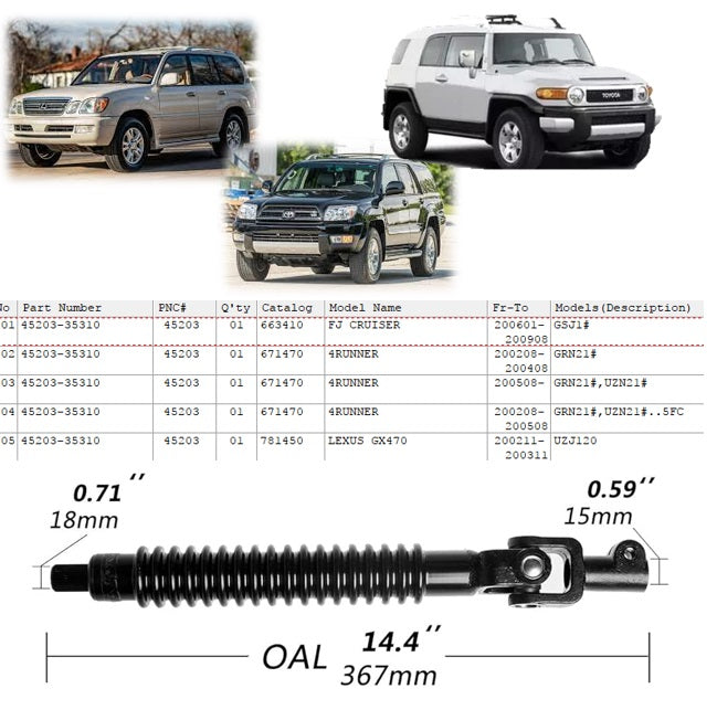 GENUINE TOYOTA 03-09 4RUNNER FJ CRUISER 07-09 GX470 LOWER STEERING COLUMN SHAFT