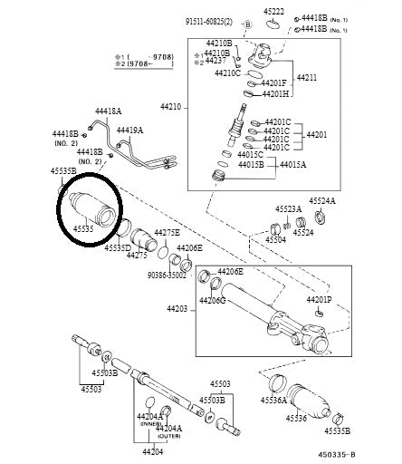 Generic steering rack boot for Toyota Tacoma 4Runner 95-04, part number 45535-35030