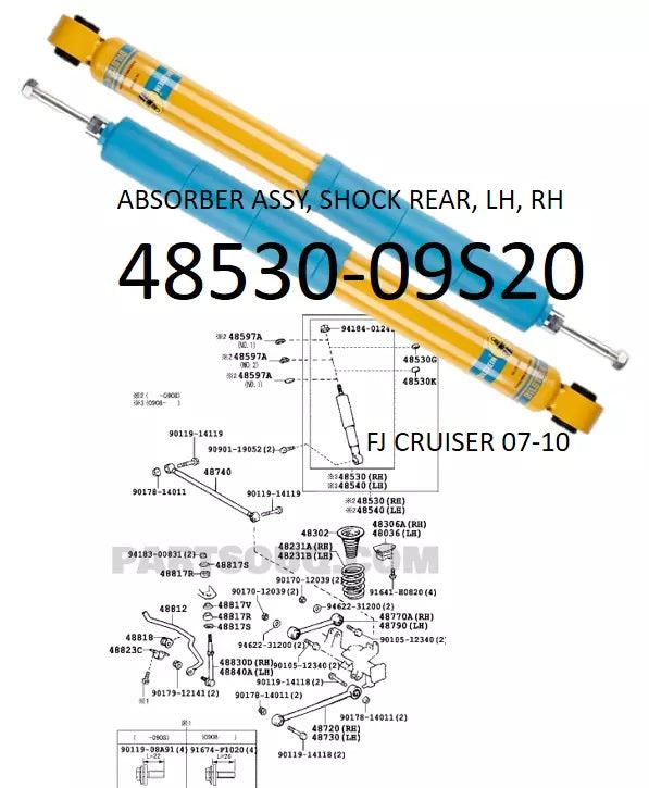 TOYOTA FJ CRUISER 07-10 FRONT AND REAR (LEFT&RIGHT) ABSORBER SHOCK OEM GENUINE