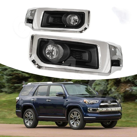 Fog Lamp Fit For 14-24 Toyota 4Runner Limited Cover Bezel Chrome Set RH LH 2PC