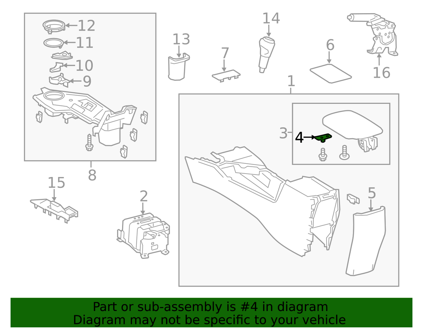 OEM TOYOTA RAV4 LIMITED CENTER CONSOLE LATCH 58908-0R030 FITS 2013-2015