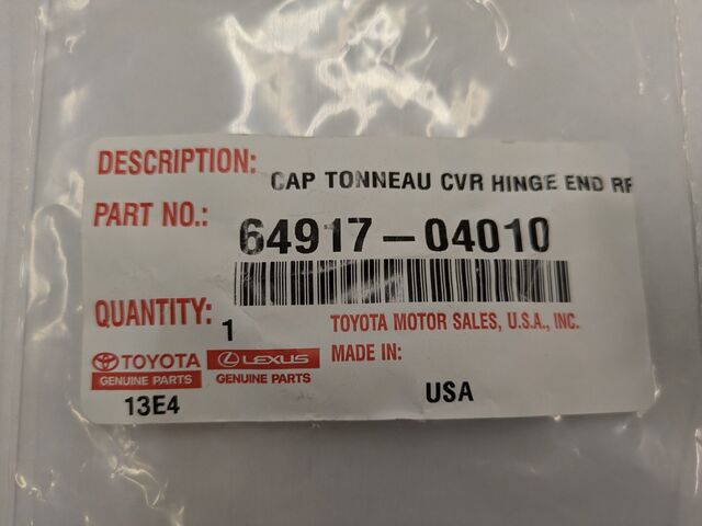 16-23 TACOMA TONNEAU COVER HINGE CAP RIGHT REAR PASSENGER SIDE 64917-04010