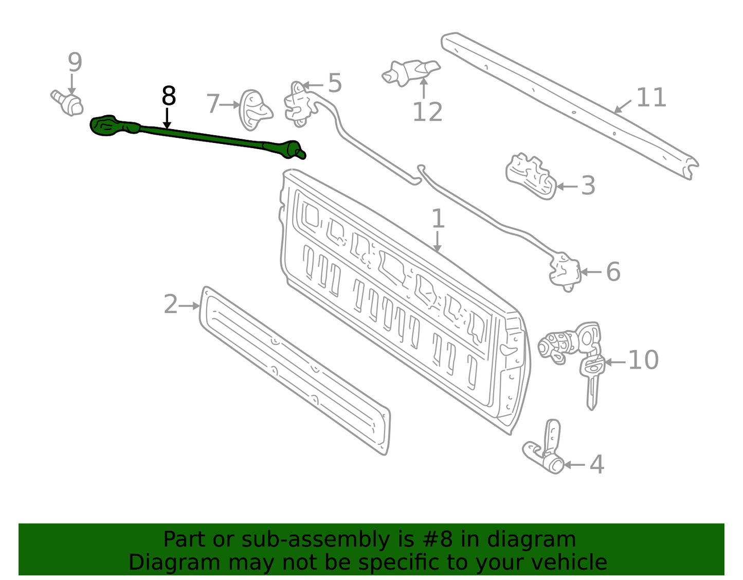 TOYOTA 04-06 TUNDRA CREW CAB TAILGATE STAY CABLE 65770-0C100 NEW 17-15/16 LONG