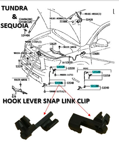 OEM Hood Safety Catch HOOK Lever Snap LINK Clip TUNDRA 99-13 SEQUOIA 04-21