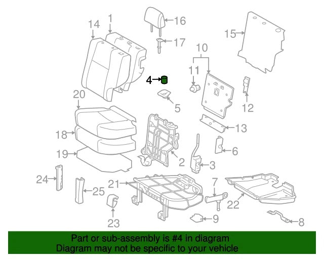 GENUINE TOYOTA 03-09 4RUNNER REAR SEAT BACK LOCK RELEASE BUTTON 72661-35010-E0