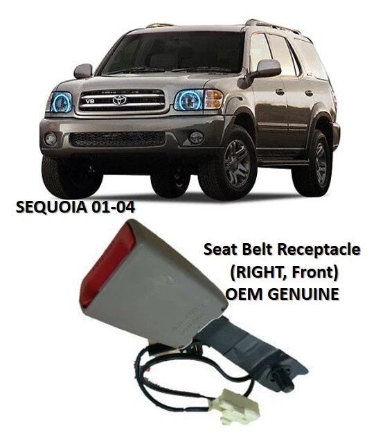 01-04 SEQUOIA RIGHT FRONT SEAT BELT BUCKLE OAK GENUINE TOYOTA PASSENGER SIDE