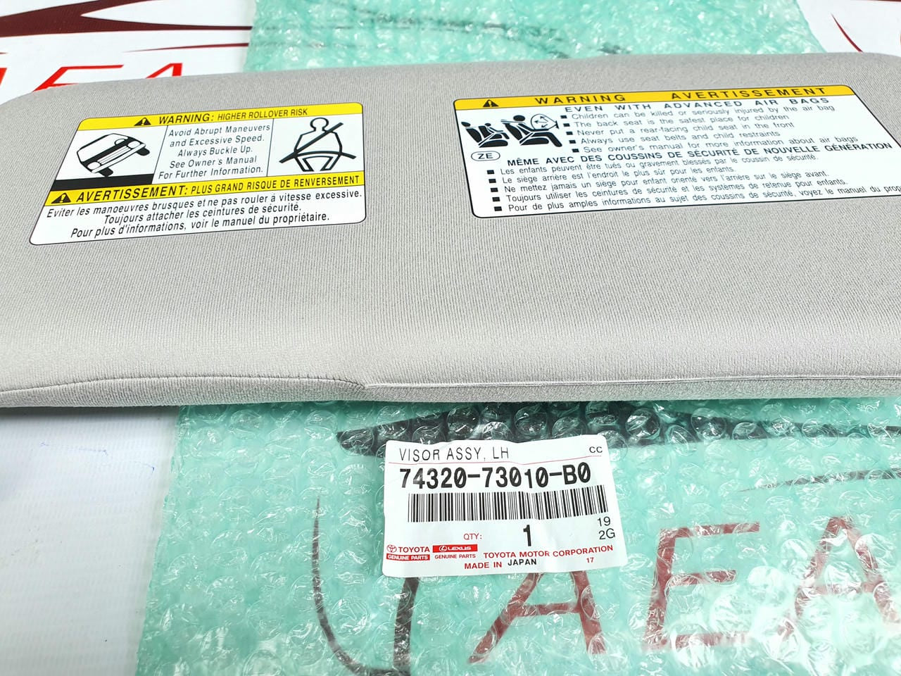 2009-2016 Toyota Venza Drivers Visor Gray OEM NEW