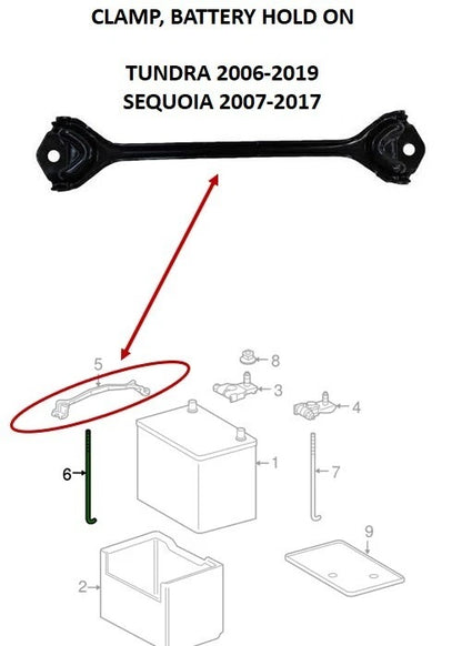 GENUINE TOYOTA 07-21 TUNDRA 08-22 SEQUOIA BATTERY HOLDDOWN CLAMP KIT 74481-0C030