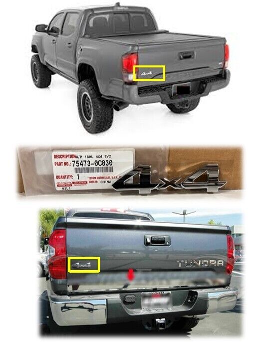 GENUINE TOYOTA OEM 16-23 TACOMA 4X4 07-21 TUNDRA| TAILGATE REAR NAME CHROME 4X4