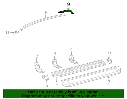 07-21 TUNDRA DOUBLE CAB LEFT DRIVER SIDE REAR ROOF DRIP MOLDING END 75554-0C020