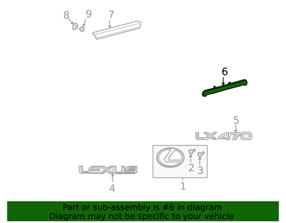 Toyota Land Cruiser Lexus LX470 98-02 OEM Genuine Back Door Garnish Trim Chrome