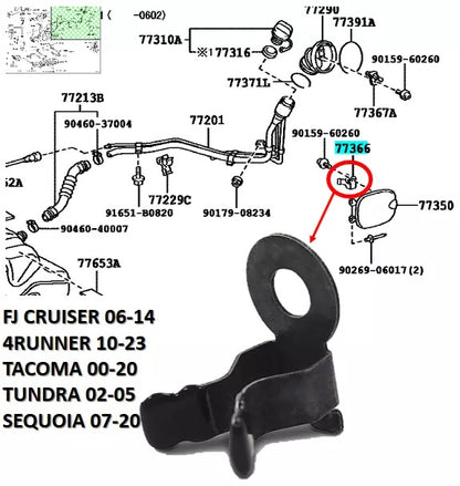 SPRING, FUEL FILLER OPENING LID HINGE FJ CRUISER 4RUNNER TACOMA TUNDRA SEQUOIA