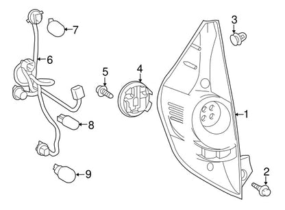 TAIL LIGHT LAMP TOYOTA PRIUS C 2012-2014 LEFT SIDE DRIVER OEM GENUINE