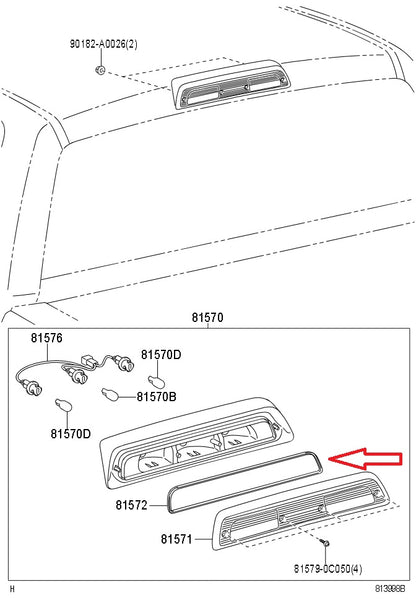 OEM 2007-21 TOYOTA TUNDRA REAR HIGH MOUNT STOP LIGHT GASKET 81572-0C050