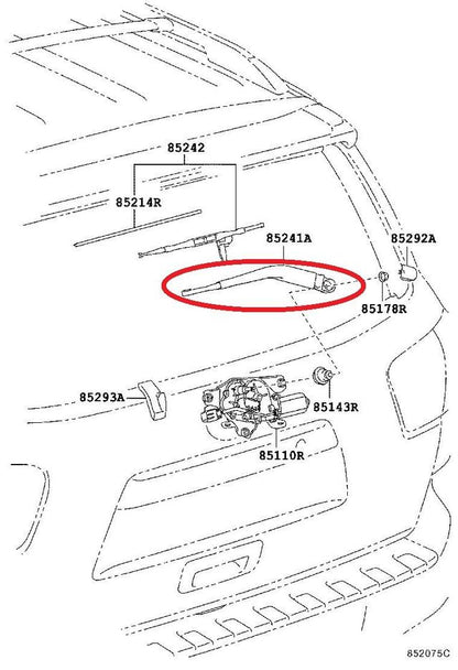 NEW GENUINE OEM TOYOTA 2008-2022 SEQUOIA REAR WINDOW WIPER ARM 85241-0C011