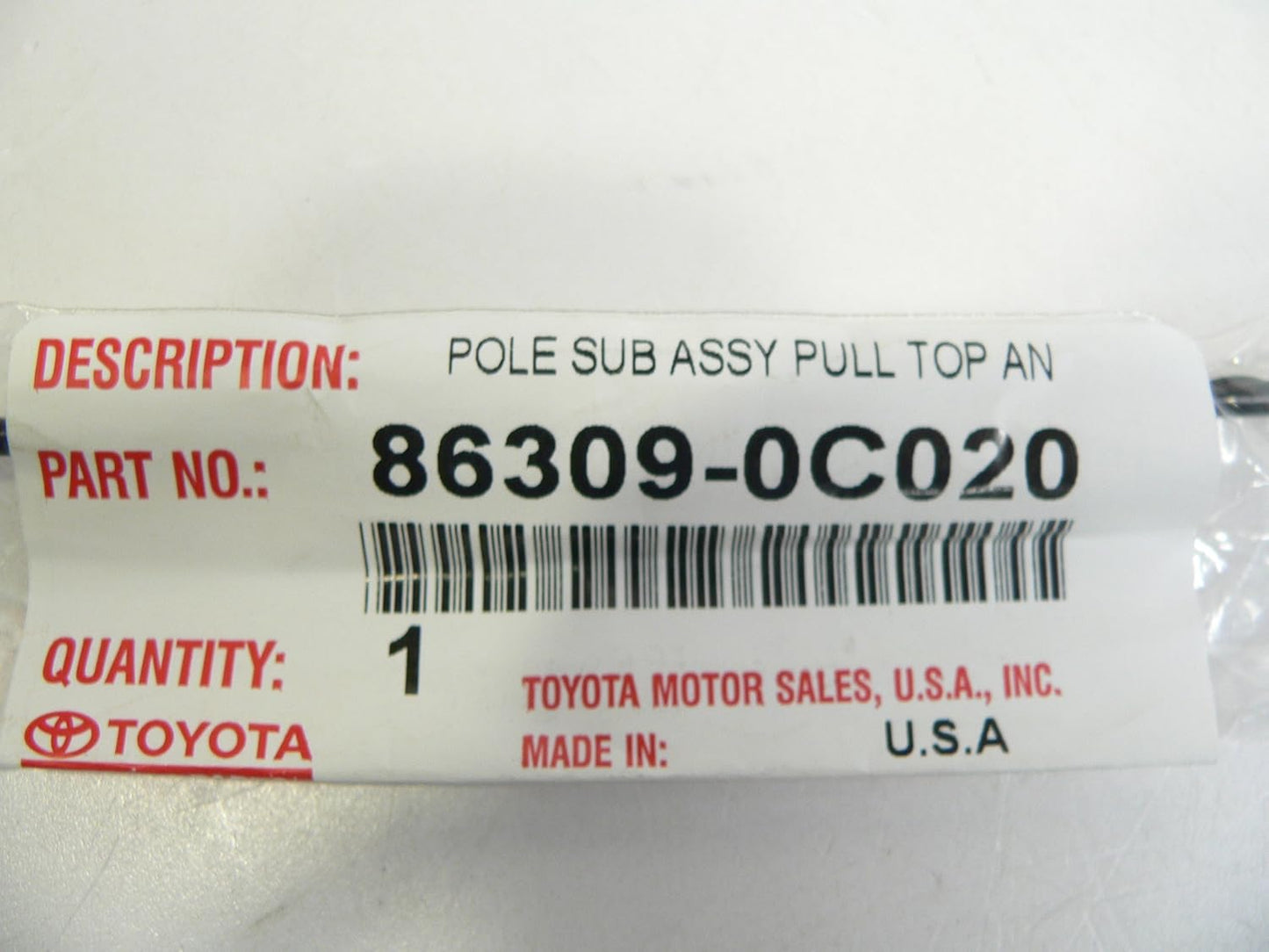 NEW GENUINE TOYOTA FJ CRUISER HIGHLANDER SIENNA TUNDRA ANTENNA MAST 86309-0C020
