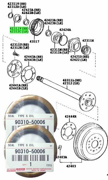 OEM GENUINE TOYOTA TUNDRA 4RUNNER PICKUP TACOMA T100 SET OF 2 REAR AXLE OIL SEAL