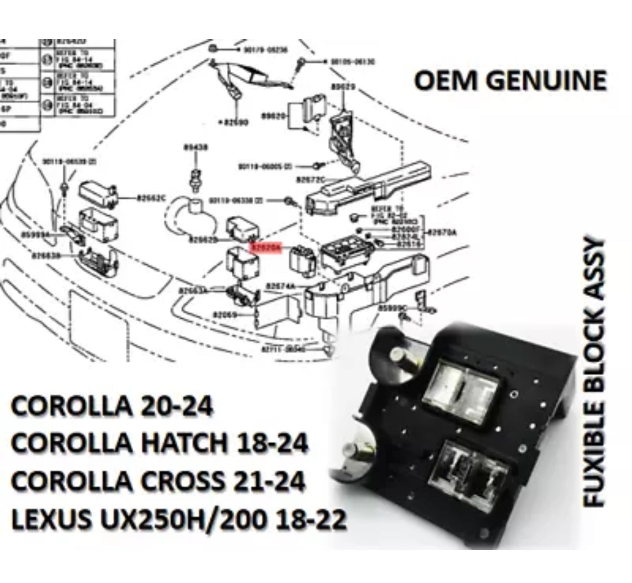 New Genuine Toyota 19-22 Corolla Cross UX200 Fusible Block Assy 82620-12310