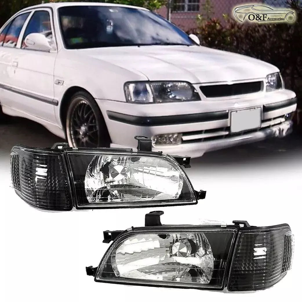 SET FOR 1995 1999 TOYOTA TERCEL JDM BLACK CRYSTAL HEADLIGHTS LAMPS LH RH