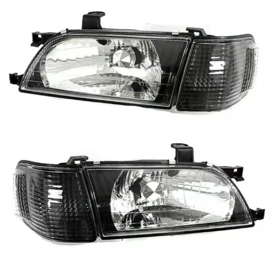 SET FOR 1995 1999 TOYOTA TERCEL JDM BLACK CRYSTAL HEADLIGHTS LAMPS LH RH