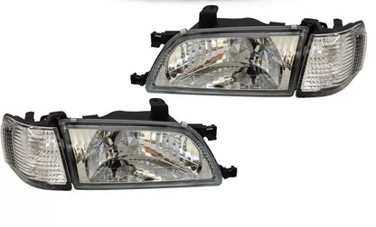 For 1995 1999 Toyota Tercel JDM Headlights Lamps Chrome Set Pair Crystal