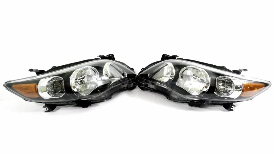 For Toyota Corolla 2011 2012 2013 Headlights Set Black Lamps Light Left+Right