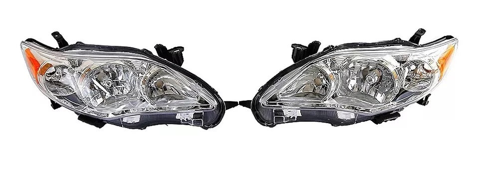 For 11 13 Toyota Corolla Black Headlights Lamps Replacement Pair Set