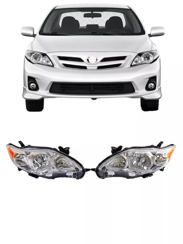 For 11 13 Toyota Corolla Black Headlights Lamps Replacement Pair Set