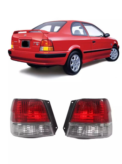 REPLACEMENT FOR 95 99 TOYOTA TERCEL JDM RED CLEAR TAIL LIGHTS LAMPS LH RH SET